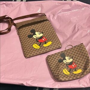 Brown Mickey Mouse Kids Bag Set